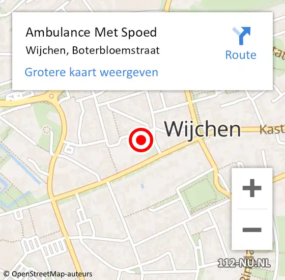 Locatie op kaart van de 112 melding: Ambulance Met Spoed Naar Wijchen, Boterbloemstraat op 23 maart 2016 17:51