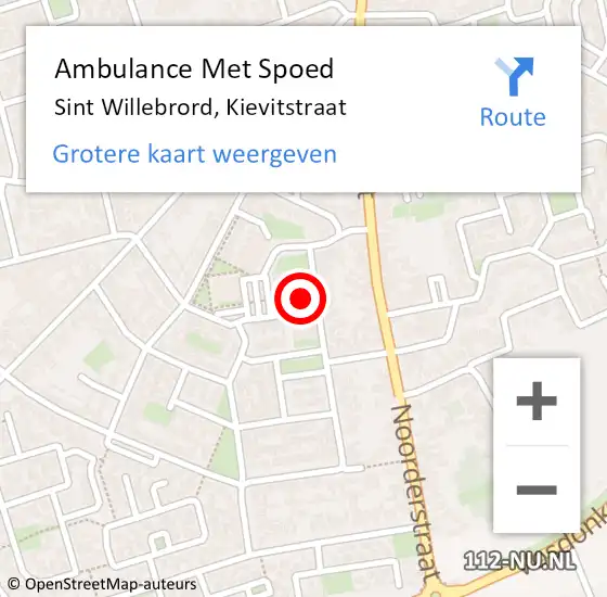 Locatie op kaart van de 112 melding: Ambulance Met Spoed Naar Sint Willebrord, Kievitstraat op 23 maart 2016 18:09