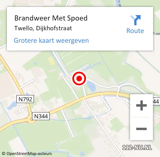 Locatie op kaart van de 112 melding: Brandweer Met Spoed Naar Twello, Dijkhofstraat op 23 maart 2016 18:28