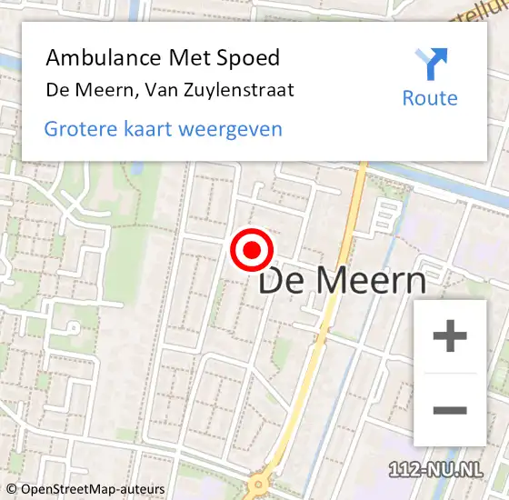 Locatie op kaart van de 112 melding: Ambulance Met Spoed Naar De Meern, Van Zuylenstraat op 23 maart 2016 19:40