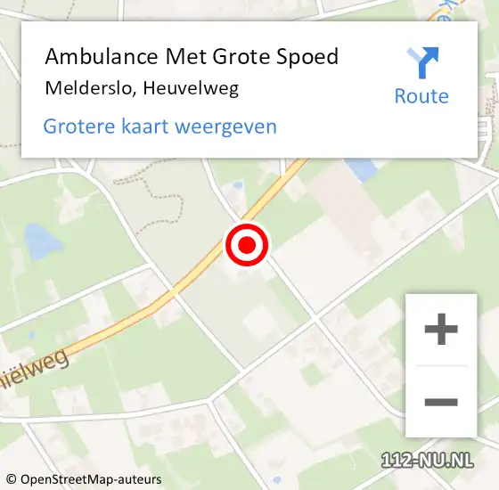 Locatie op kaart van de 112 melding: Ambulance Met Grote Spoed Naar Melderslo, Heuvelweg op 9 december 2013 19:39