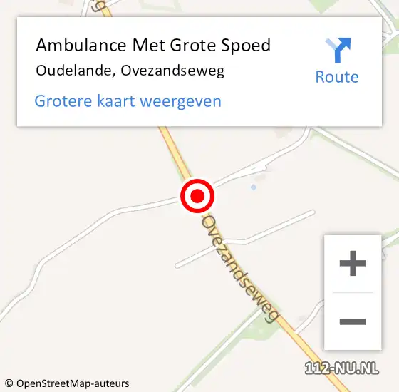 Locatie op kaart van de 112 melding: Ambulance Met Grote Spoed Naar Oudelande, Ovezandseweg op 23 maart 2016 21:16