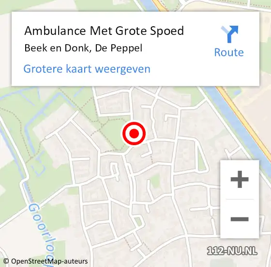 Locatie op kaart van de 112 melding: Ambulance Met Grote Spoed Naar Beek en Donk, De Peppel op 23 maart 2016 23:32