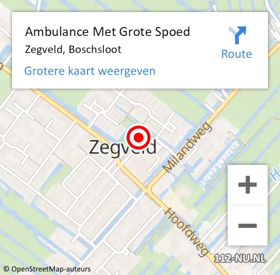 Locatie op kaart van de 112 melding: Ambulance Met Grote Spoed Naar Zegveld, Boschsloot op 23 maart 2016 23:43