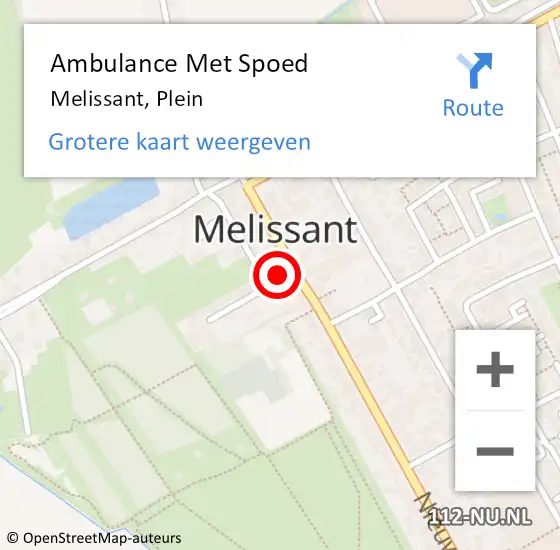 Locatie op kaart van de 112 melding: Ambulance Met Spoed Naar Melissant, Plein op 23 maart 2016 23:47