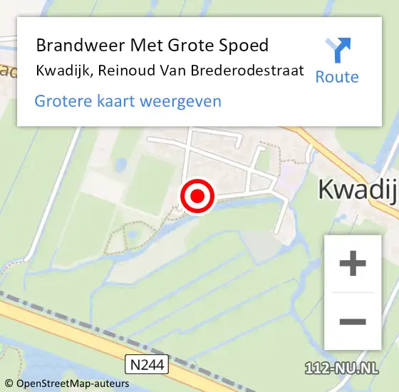 Locatie op kaart van de 112 melding: Brandweer Met Grote Spoed Naar Kwadijk, Reinoud Van Brederodestraat op 23 maart 2016 23:54