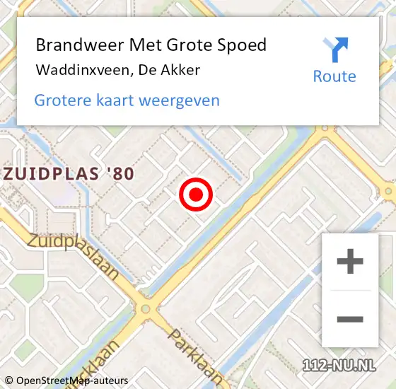 Locatie op kaart van de 112 melding: Brandweer Met Grote Spoed Naar Waddinxveen, De Akker op 24 maart 2016 01:54