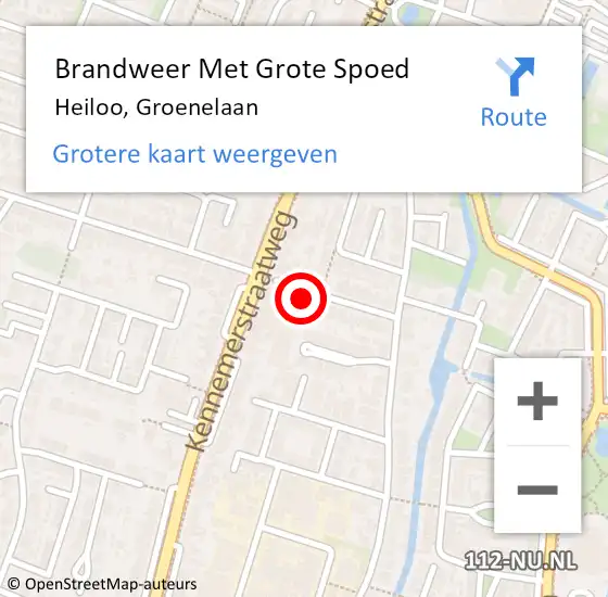 Locatie op kaart van de 112 melding: Brandweer Met Grote Spoed Naar Heiloo, Groenelaan op 9 december 2013 19:56
