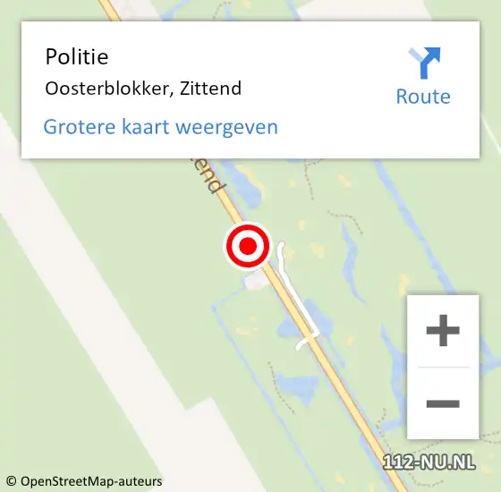 Locatie op kaart van de 112 melding: Politie Oosterblokker, Zittend op 24 maart 2016 04:39