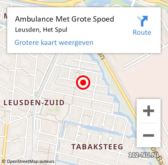 Locatie op kaart van de 112 melding: Ambulance Met Grote Spoed Naar Leusden, Het Spul op 24 maart 2016 05:24