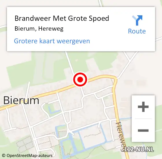 Locatie op kaart van de 112 melding: Brandweer Met Grote Spoed Naar Bierum, Hereweg op 24 maart 2016 06:00