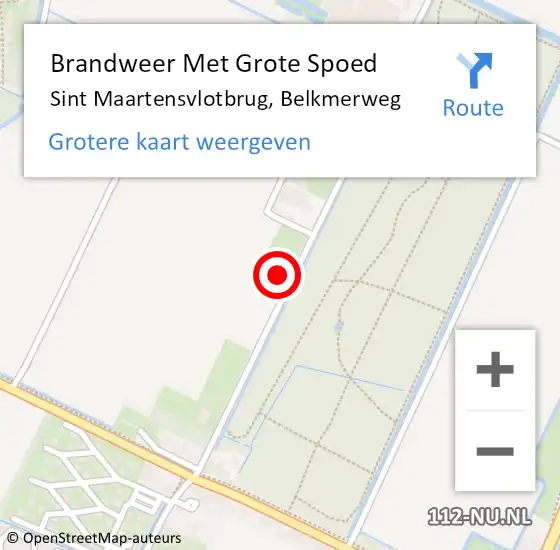 Locatie op kaart van de 112 melding: Brandweer Met Grote Spoed Naar Sint Maartensvlotbrug, Belkmerweg op 24 maart 2016 06:05