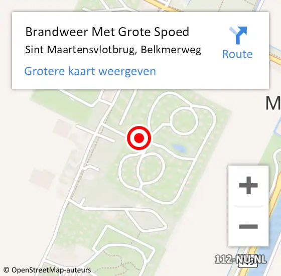 Locatie op kaart van de 112 melding: Brandweer Met Grote Spoed Naar Sint Maartensvlotbrug, Belkmerweg op 24 maart 2016 06:13