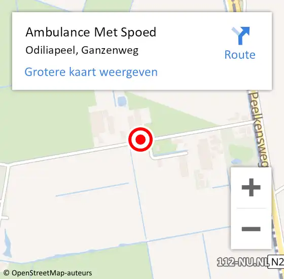 Locatie op kaart van de 112 melding: Ambulance Met Spoed Naar Odiliapeel, Ganzenweg op 24 maart 2016 07:07