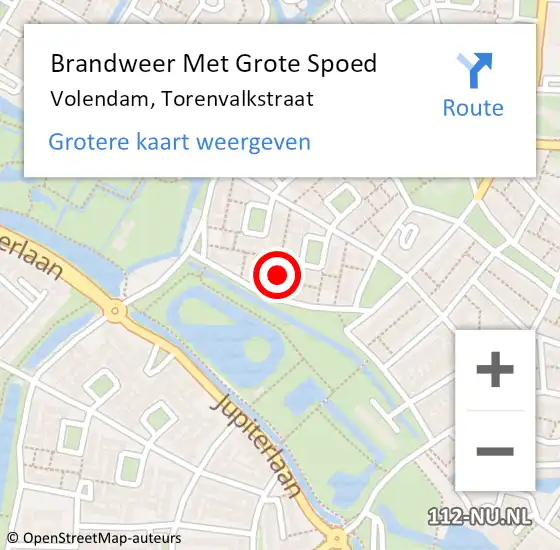 Locatie op kaart van de 112 melding: Brandweer Met Grote Spoed Naar Volendam, Torenvalkstraat op 24 maart 2016 07:19