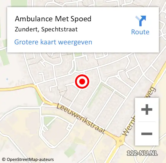 Locatie op kaart van de 112 melding: Ambulance Met Spoed Naar Zundert, Spechtstraat op 24 maart 2016 08:24