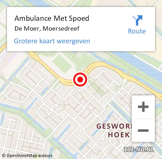 Locatie op kaart van de 112 melding: Ambulance Met Spoed Naar De Moer, Moersedreef op 24 maart 2016 08:27