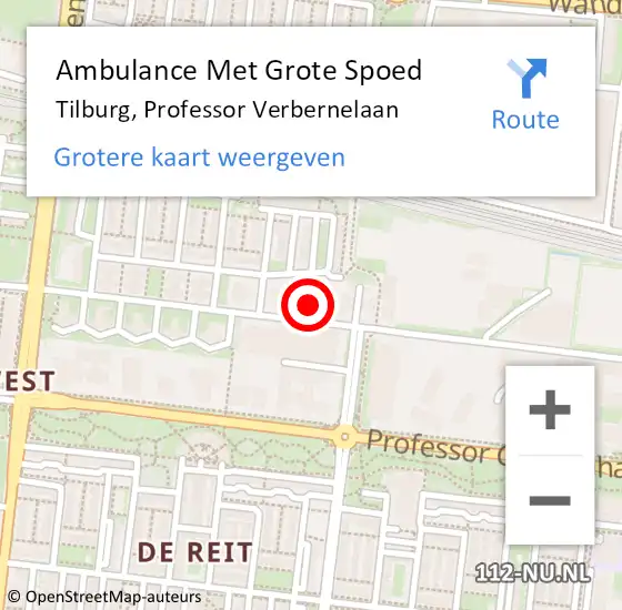 Locatie op kaart van de 112 melding: Ambulance Met Grote Spoed Naar Tilburg, Professor Verbernelaan op 24 maart 2016 08:41