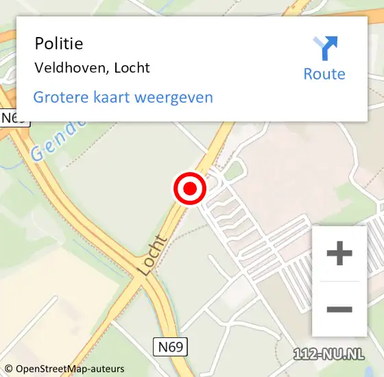 Locatie op kaart van de 112 melding: Politie Veldhoven, Locht op 24 maart 2016 08:42