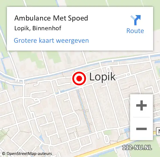 Locatie op kaart van de 112 melding: Ambulance Met Spoed Naar Lopik, Binnenhof op 24 maart 2016 08:49