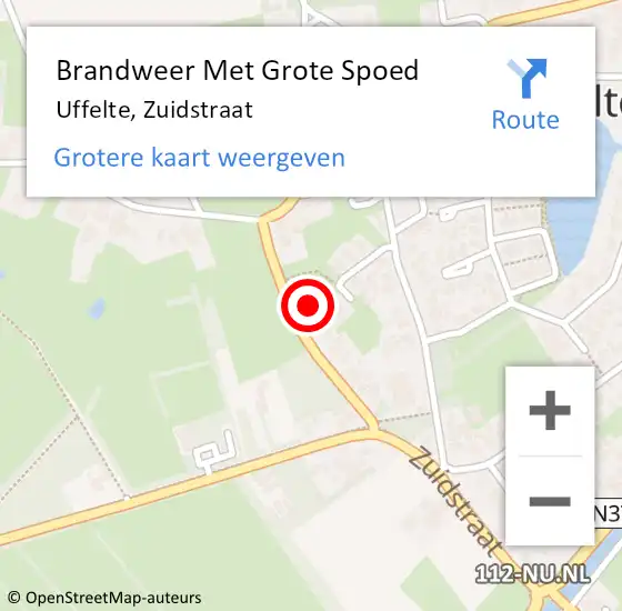 Locatie op kaart van de 112 melding: Brandweer Met Grote Spoed Naar Uffelte, Zuidstraat op 24 maart 2016 09:32