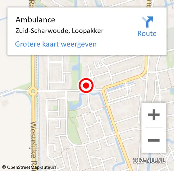 Locatie op kaart van de 112 melding: Ambulance Zuid-Scharwoude, Loopakker op 24 maart 2016 13:07