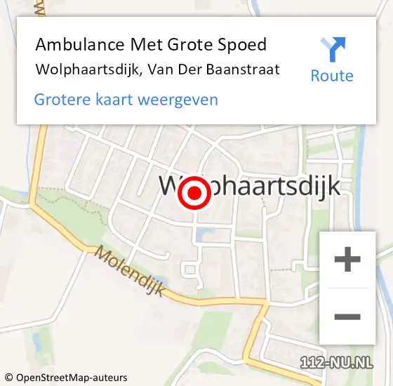 Locatie op kaart van de 112 melding: Ambulance Met Grote Spoed Naar Wolphaartsdijk, Van Der Baanstraat op 24 maart 2016 13:30