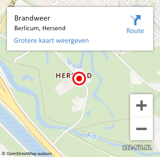 Locatie op kaart van de 112 melding: Brandweer Berlicum, Hersend op 24 maart 2016 13:51