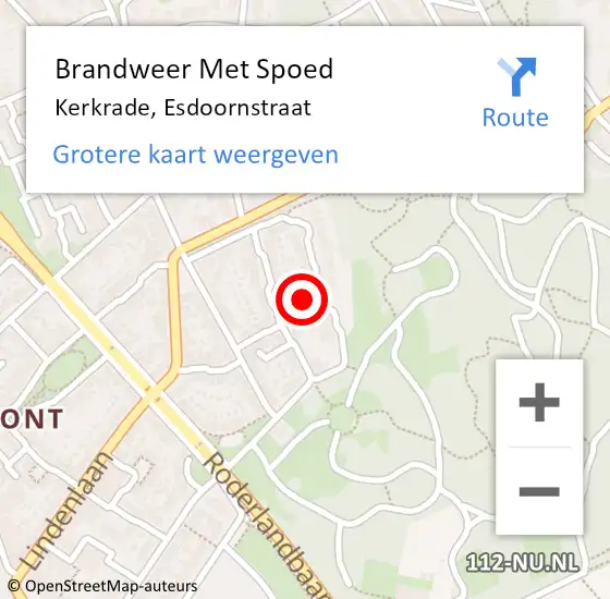 Locatie op kaart van de 112 melding: Brandweer Met Spoed Naar Kerkrade, Esdoornstraat op 24 maart 2016 14:24