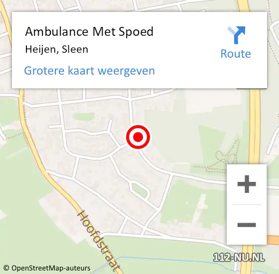 Locatie op kaart van de 112 melding: Ambulance Met Spoed Naar Heijen, Sleen op 24 maart 2016 14:33