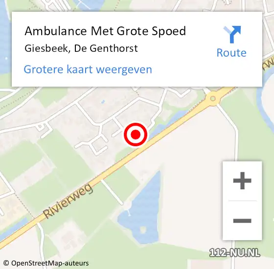 Locatie op kaart van de 112 melding: Ambulance Met Grote Spoed Naar Giesbeek, De Genthorst op 24 maart 2016 14:34