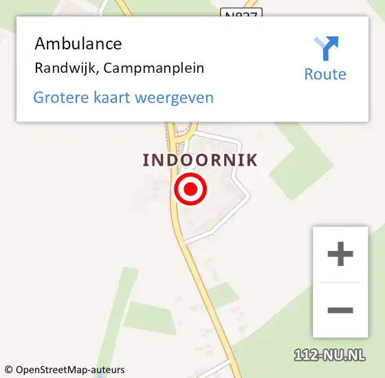 Locatie op kaart van de 112 melding: Ambulance Randwijk, Campmanplein op 24 maart 2016 15:35