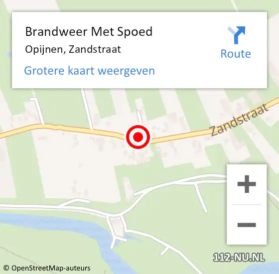 Locatie op kaart van de 112 melding: Brandweer Met Spoed Naar Opijnen, Zandstraat op 24 maart 2016 16:35