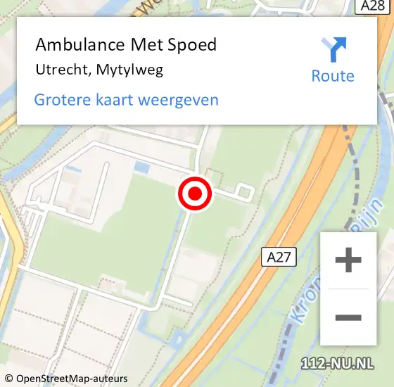 Locatie op kaart van de 112 melding: Ambulance Met Spoed Naar Utrecht, Mytylweg op 24 maart 2016 16:58