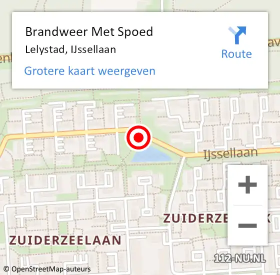 Locatie op kaart van de 112 melding: Brandweer Met Spoed Naar Lelystad, IJssellaan op 24 maart 2016 17:01