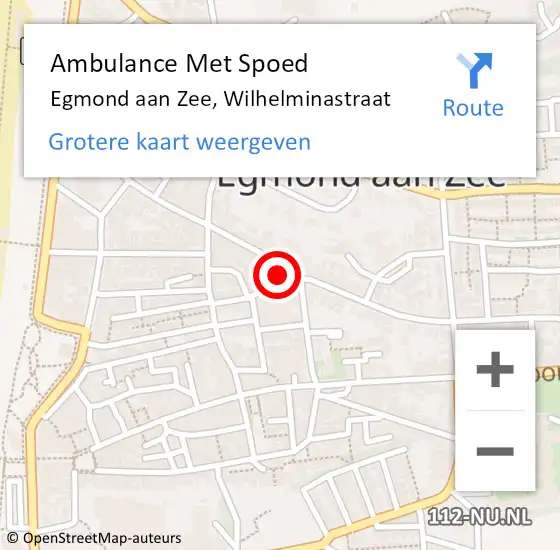 Locatie op kaart van de 112 melding: Ambulance Met Spoed Naar Egmond aan Zee, Wilhelminastraat op 24 maart 2016 17:42