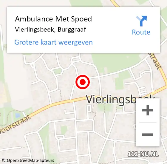 Locatie op kaart van de 112 melding: Ambulance Met Spoed Naar Vierlingsbeek, Burggraaf op 24 maart 2016 17:45