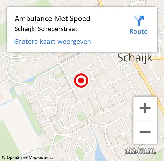 Locatie op kaart van de 112 melding: Ambulance Met Spoed Naar Schaijk, Scheperstraat op 24 maart 2016 18:14