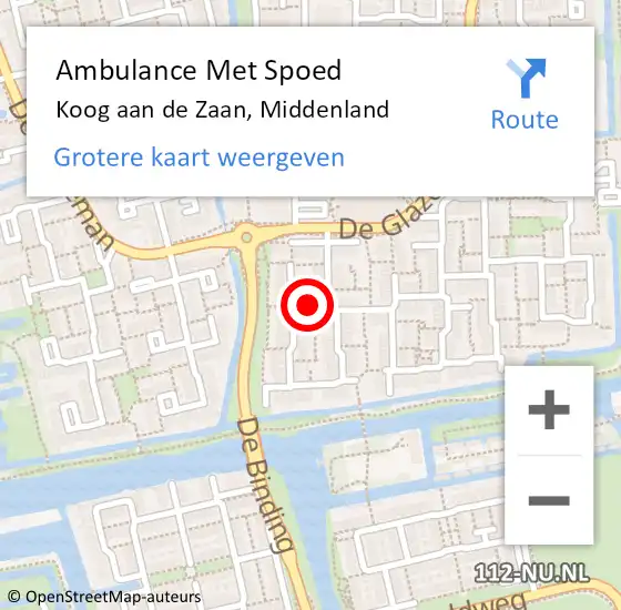 Locatie op kaart van de 112 melding: Ambulance Met Spoed Naar Koog aan de Zaan, Middenland op 24 maart 2016 19:32