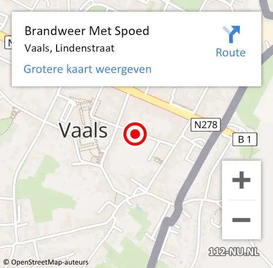 Locatie op kaart van de 112 melding: Brandweer Met Spoed Naar Vaals, Lindenstraat op 24 maart 2016 19:56