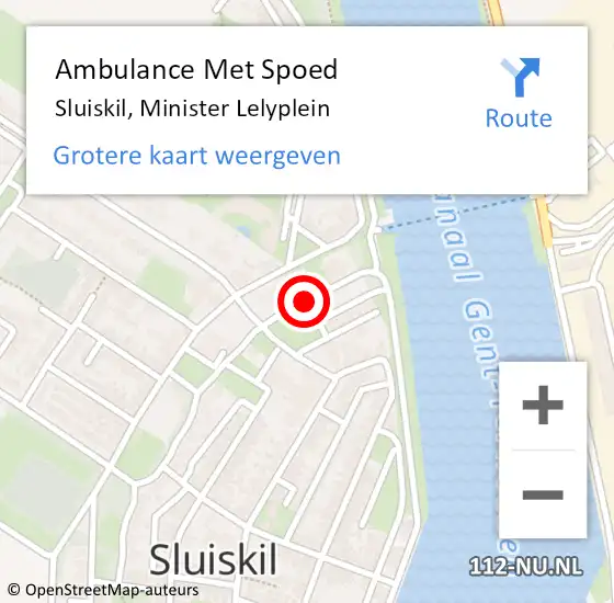 Locatie op kaart van de 112 melding: Ambulance Met Spoed Naar Sluiskil, Minister Lelyplein op 24 maart 2016 20:04