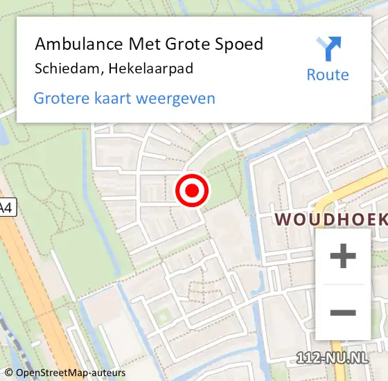 Locatie op kaart van de 112 melding: Ambulance Met Grote Spoed Naar Schiedam, Hekelaarpad op 24 maart 2016 20:37