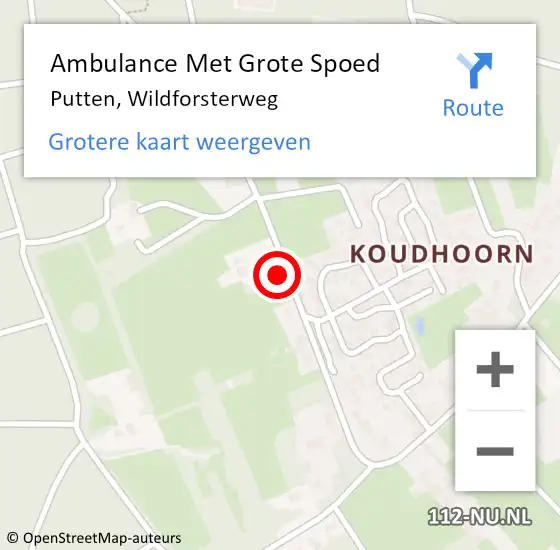 Locatie op kaart van de 112 melding: Ambulance Met Grote Spoed Naar Putten, Wildforsterweg op 24 maart 2016 20:39