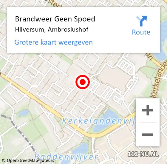 Locatie op kaart van de 112 melding: Brandweer Geen Spoed Naar Hilversum, Ambrosiushof op 24 maart 2016 21:48