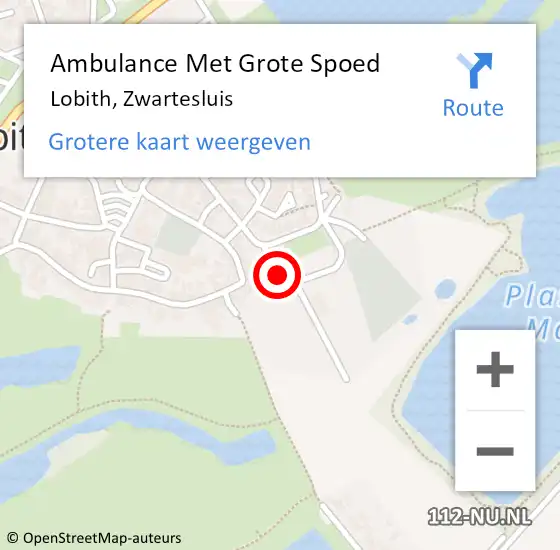 Locatie op kaart van de 112 melding: Ambulance Met Grote Spoed Naar Lobith, Zwartesluis op 24 maart 2016 21:50