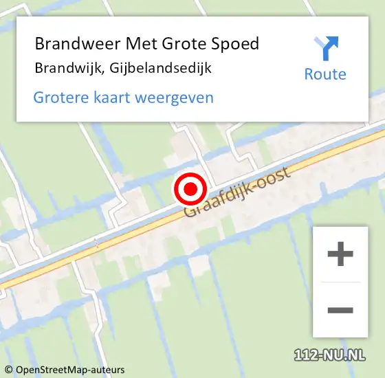 Locatie op kaart van de 112 melding: Brandweer Met Grote Spoed Naar Brandwijk, Gijbelandsedijk op 24 maart 2016 23:01