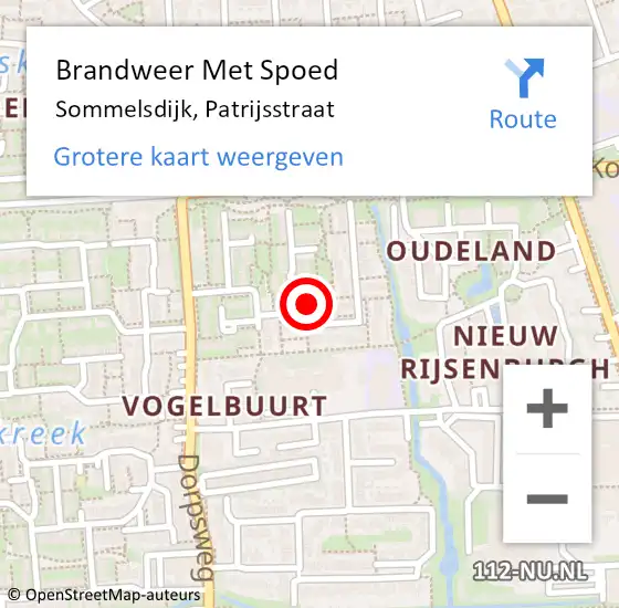 Locatie op kaart van de 112 melding: Brandweer Met Spoed Naar Sommelsdijk, Patrijsstraat op 25 maart 2016 00:26