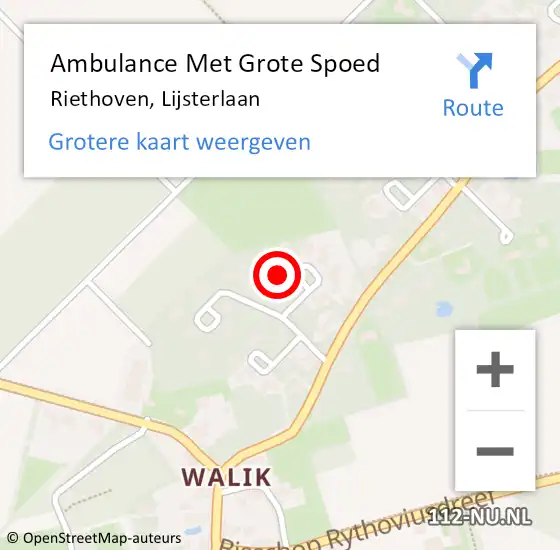 Locatie op kaart van de 112 melding: Ambulance Met Grote Spoed Naar Riethoven, Lijsterlaan op 25 maart 2016 00:41