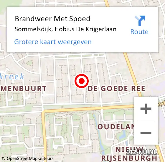 Locatie op kaart van de 112 melding: Brandweer Met Spoed Naar Sommelsdijk, Hobius De Krijgerlaan op 25 maart 2016 00:52