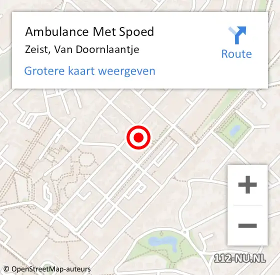 Locatie op kaart van de 112 melding: Ambulance Met Spoed Naar Zeist, Van Doornlaantje op 25 maart 2016 02:25